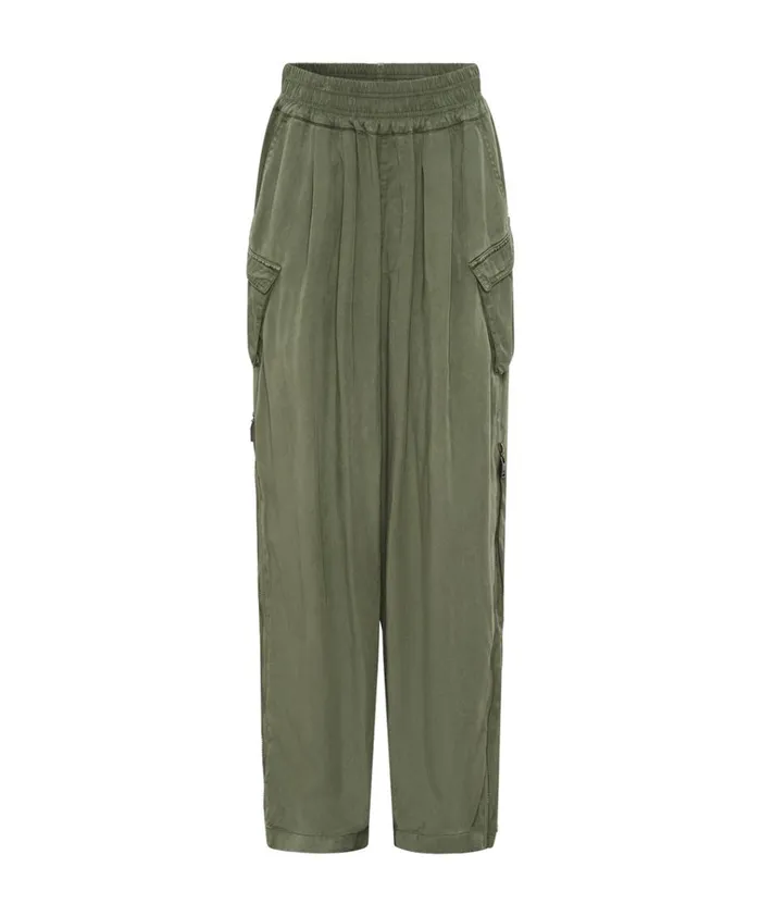 KHAKI TENCEL PARACHUTE PANTS Women One Teaspoon Bottoms KHAKI TENCEL PARACHUTE PANTS Women One Teaspoon Bottoms