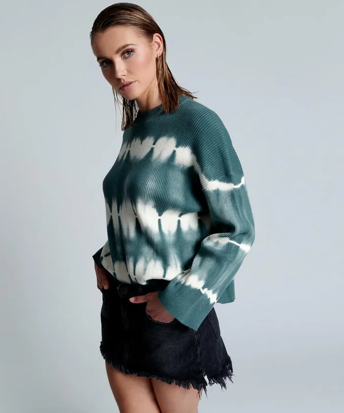 KHAKI TIE DYE RIB ROAM SWEATER Women One Teaspoon Knitwear KHAKI TIE DYE RIB ROAM SWEATER Women One Teaspoon Knitwear