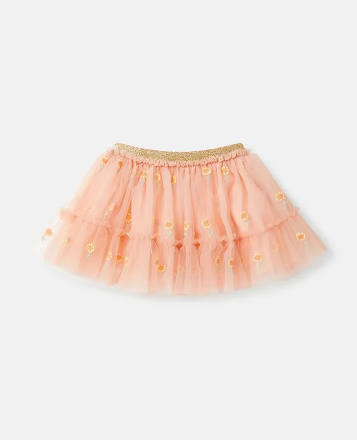 Kids Baby Girls Stella McCartney Sunflower Embroidery Tutu Skirt Pink
