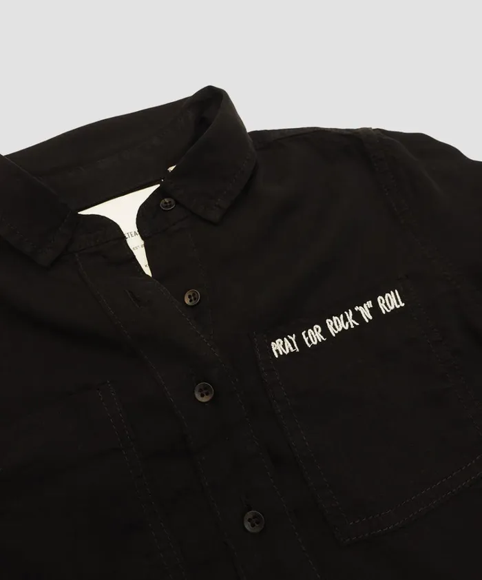 KIDS BLACK SOHO TENCEL SHIRT WomenKids One Teaspoon Denim Tops KIDS BLACK SOHO TENCEL SHIRT WomenKids One Teaspoon Denim Tops