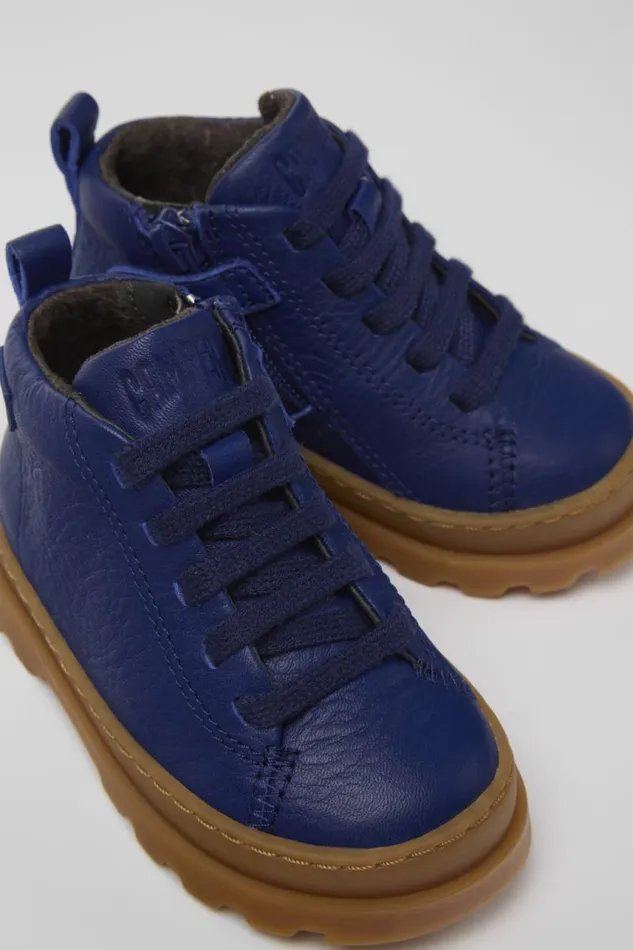 Kids Camper Boots Brutus Blue Leather Laceup Boots