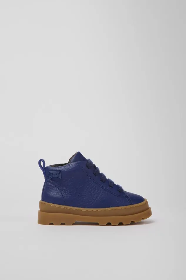 Kids Camper Boots Brutus Blue Leather Laceup Boots