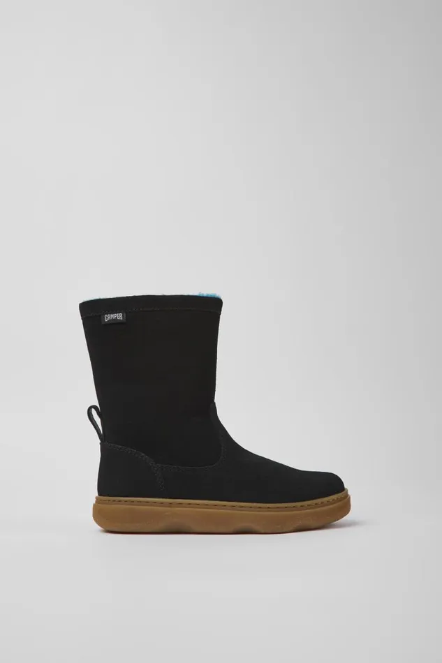 Kids Camper Boots Kiddo Black Nubuck Boots For Kids