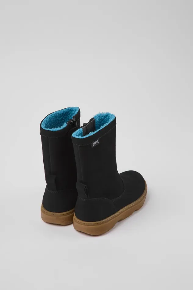Kids Camper Boots Kiddo Black Nubuck Boots For Kids