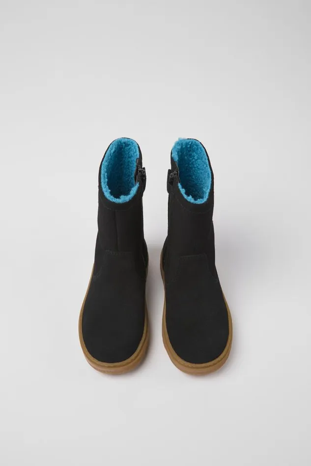 Kids Camper Boots Kiddo Black Nubuck Boots For Kids
