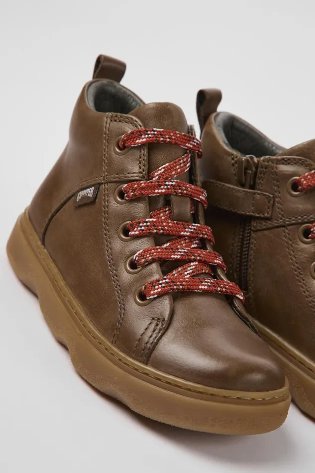 Kids Camper Boots Kiddo Brown Leather Ankle Boots For Kids