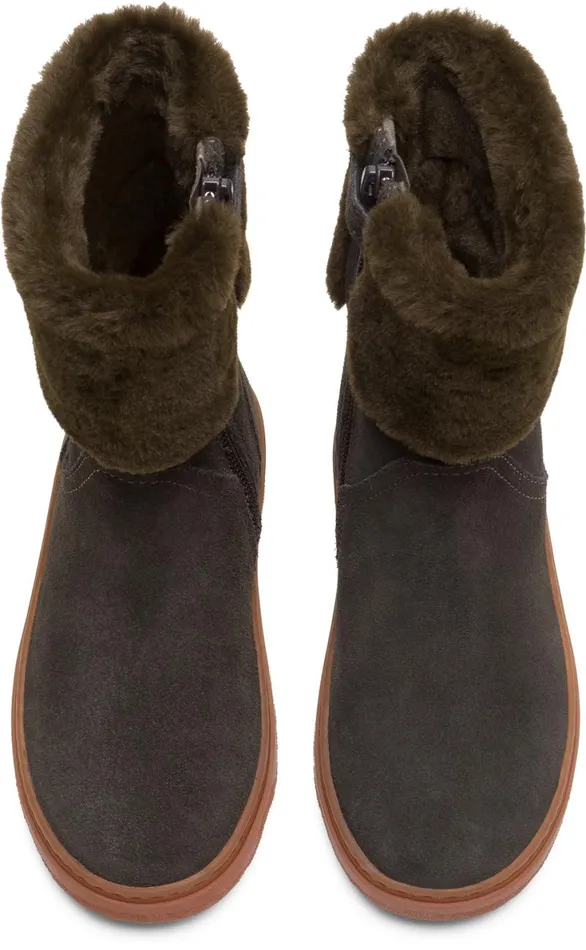 Kids Camper Boots Kiddo Dark Grey Mid Boot For Girls Kids Camper Boots Kiddo Dark Grey Mid Boot For Girls