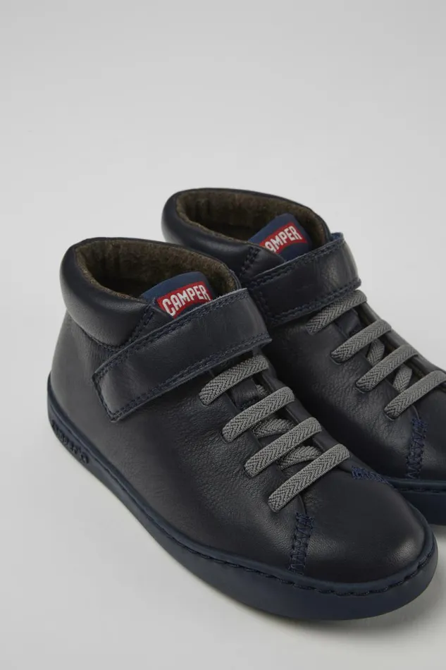 Kids Camper Boots Peu Touring Dark Blue Leather Sneakers