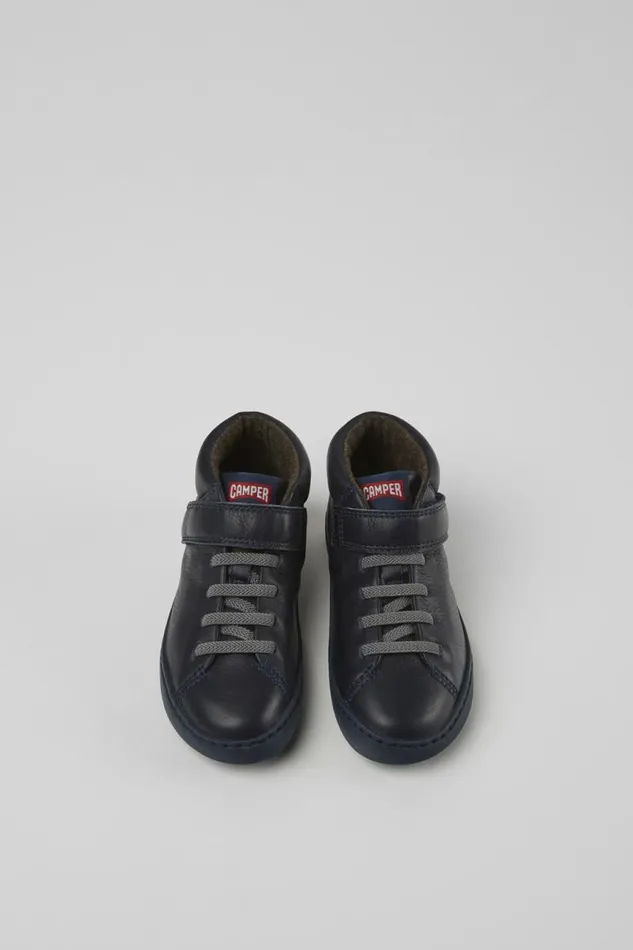 Kids Camper Boots Peu Touring Dark Blue Leather Sneakers Kids Camper Boots Peu Touring Dark Blue Leather Sneakers