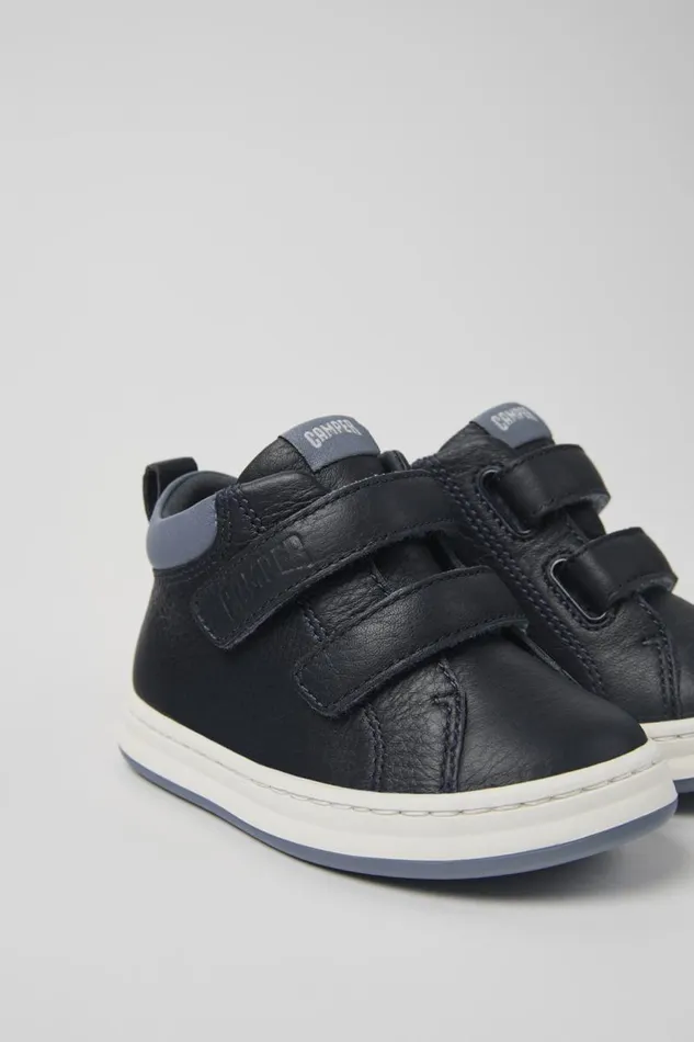 Kids Camper Boots Runner Blue And Gray Leather Sneakers For Kids