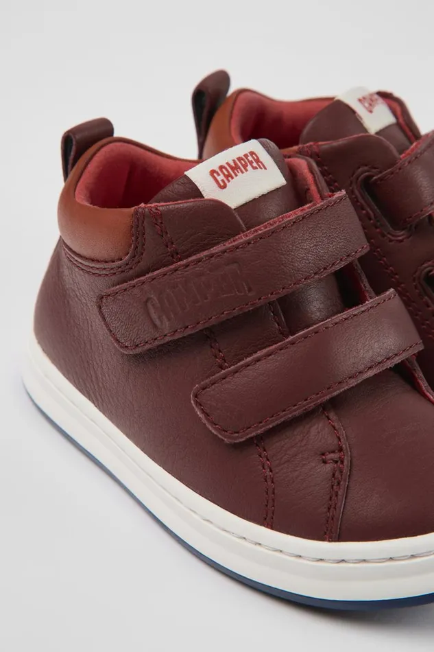 Kids Camper Boots Runner Burgundy Leather Sneakers For Kids