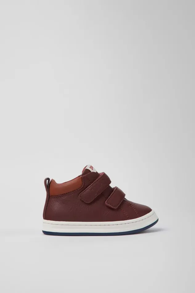 Kids Camper Boots Runner Burgundy Leather Sneakers For Kids