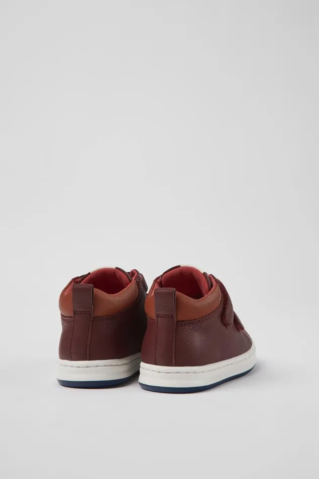 Kids Camper Boots Runner Burgundy Leather Sneakers For Kids