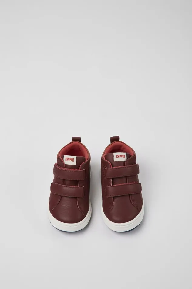 Kids Camper Boots Runner Burgundy Leather Sneakers For Kids