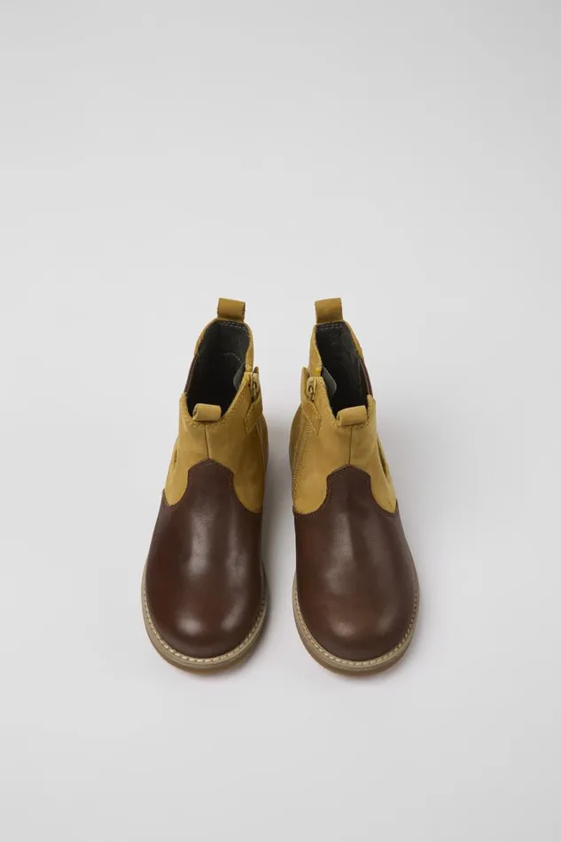 Kids Camper Boots Savina Brown Nubuck And Leather Ankle Boots For Kids Kids Camper Boots Savina Brown Nubuck And Leather Ankle Boots For Kids