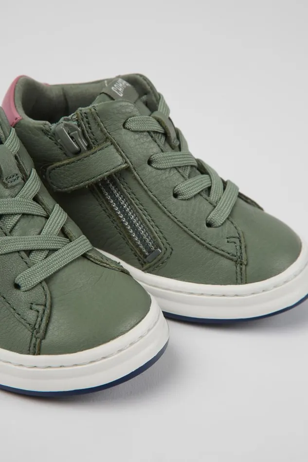 Kids Camper Boots Twins Green Leather Sneakers For Kids