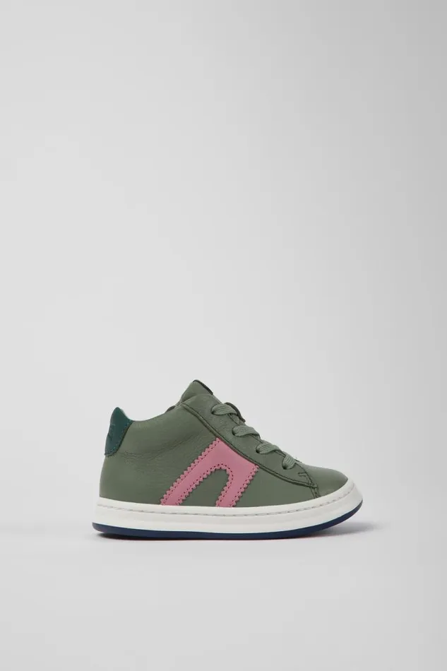 Kids Camper Boots Twins Green Leather Sneakers For Kids