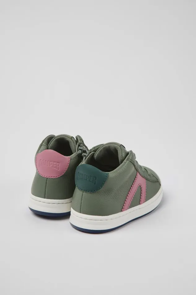 Kids Camper Boots Twins Green Leather Sneakers For Kids