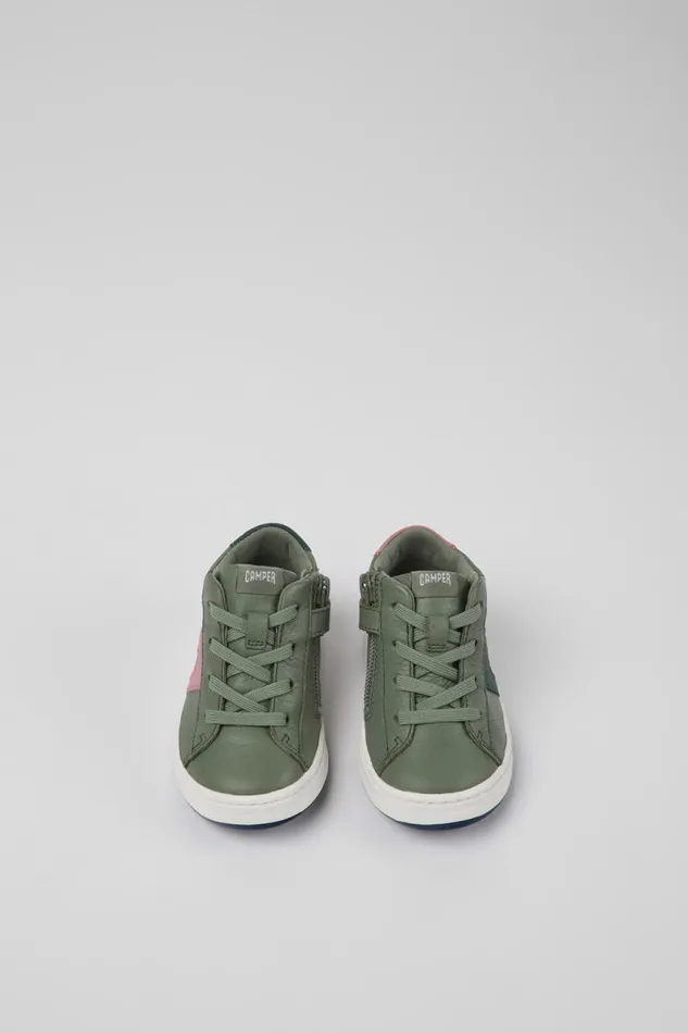 Kids Camper Boots Twins Green Leather Sneakers For Kids