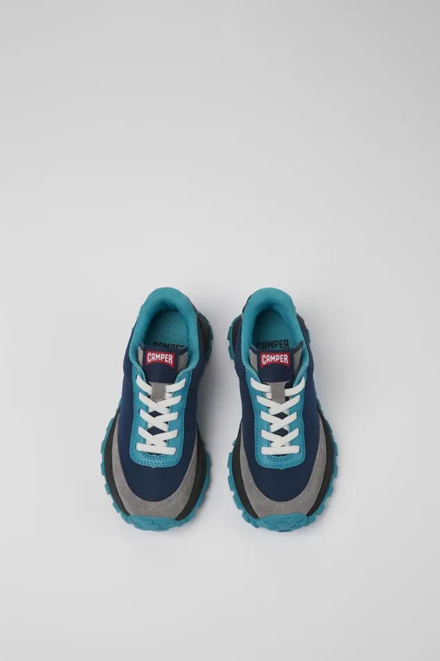 Kids Camper Sneakers Drift Trail Blue Textile And Leather Sneakers For Kids