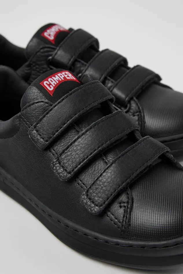Kids Camper Sneakers Runner Black Leather And Textile Sneakers For Kids