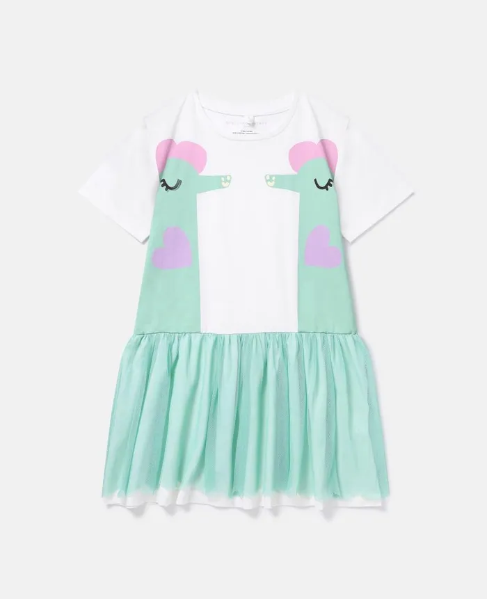 Kids Dresses and Jumpsuits Stella McCartney Double Seahorse Print TShirt Dress Whitegreen
