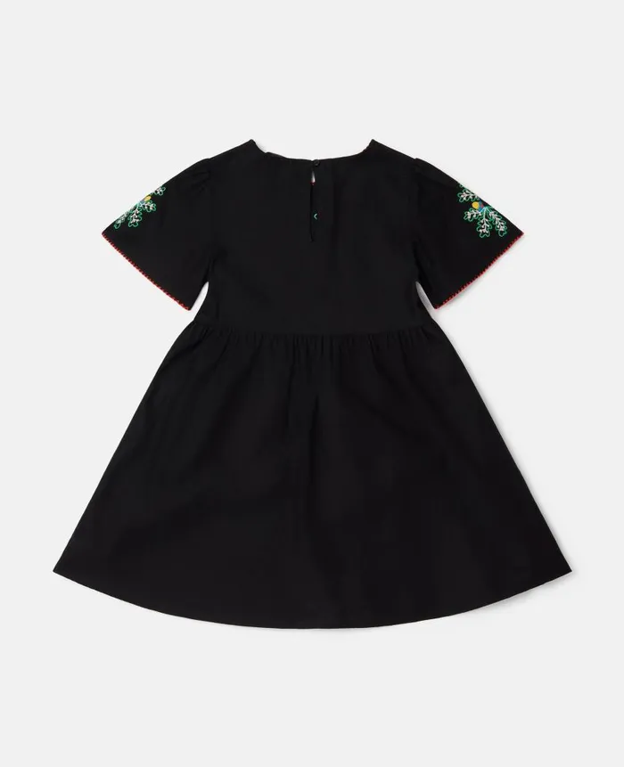 Kids Dresses and Jumpsuits Stella McCartney Folk Flower Embroidery Dress Black