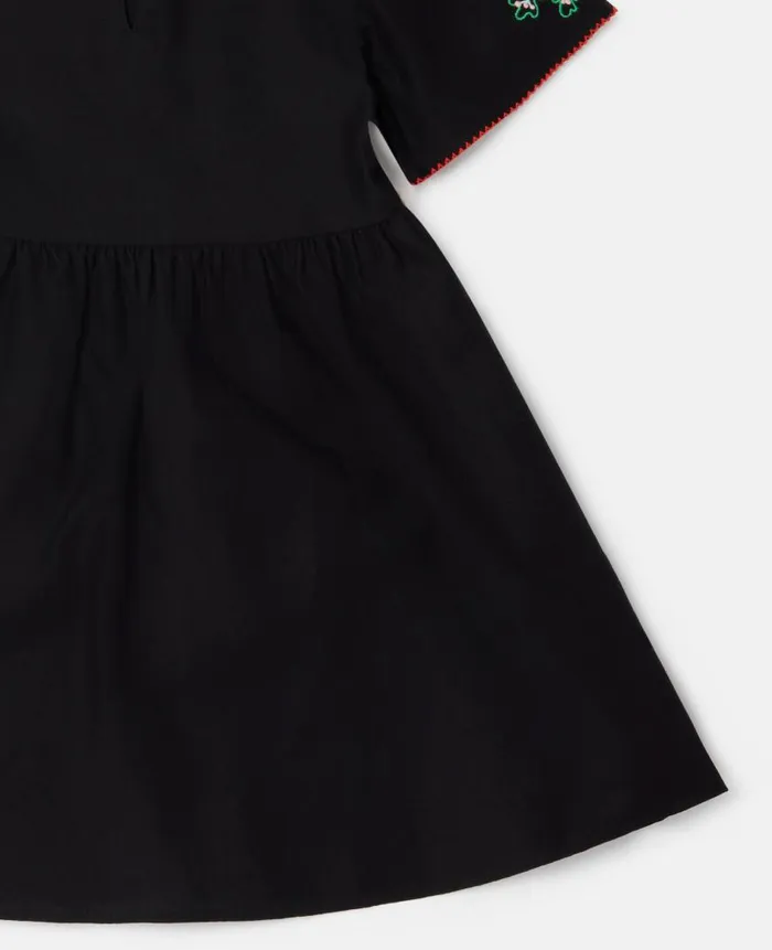Kids Dresses and Jumpsuits Stella McCartney Folk Flower Embroidery Dress Black
