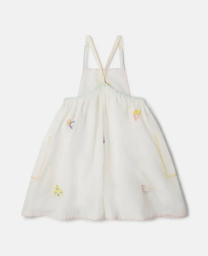 Kids Dresses and Jumpsuits Stella McCartney Summer Doodles Embroidery Pinafore Dress Ivory