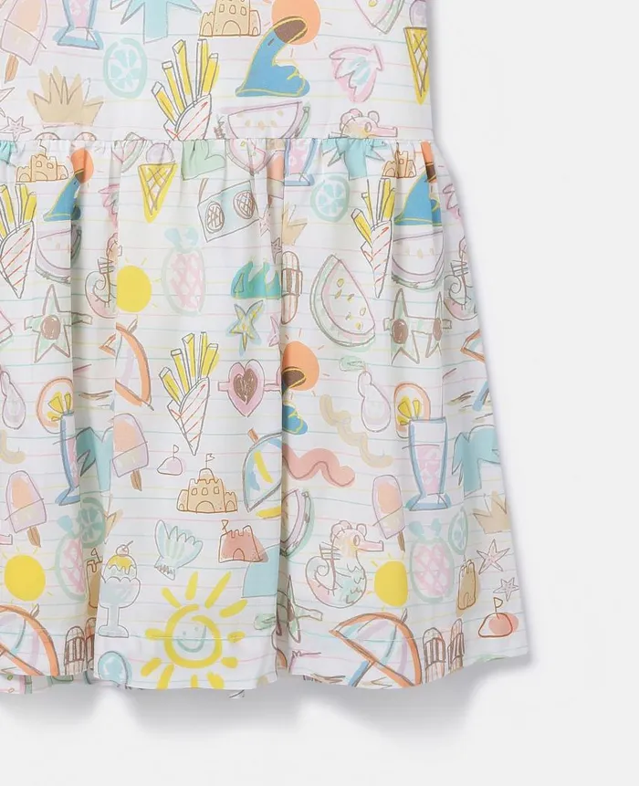 Kids Dresses and Jumpsuits Stella McCartney Summer Doodles Print Shirt Dress Ivory Multicolour