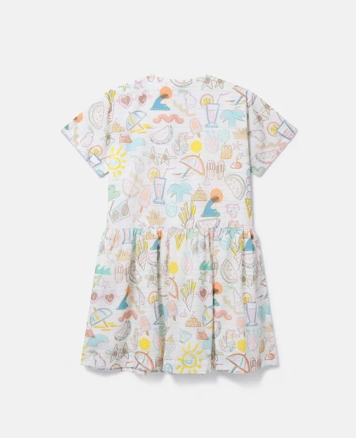 Kids Dresses and Jumpsuits Stella McCartney Summer Doodles Print Shirt Dress Ivory Multicolour