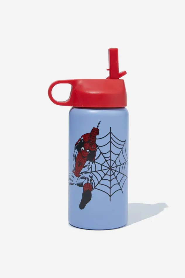 Kids Metal Drink Bottle Lcn Mar Spidermandusty Blue GirlsBoys Cotton On Drink Bottles