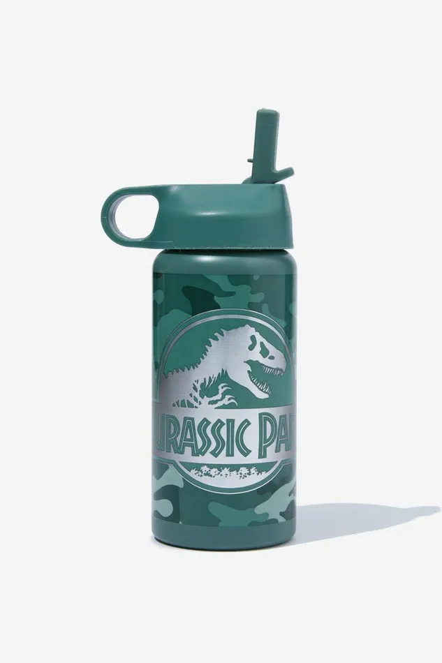 Kids Metal Drink Bottle Lcn Uni Jurassic Parkcamo Rex GirlsBoys Cotton On Drink Bottles