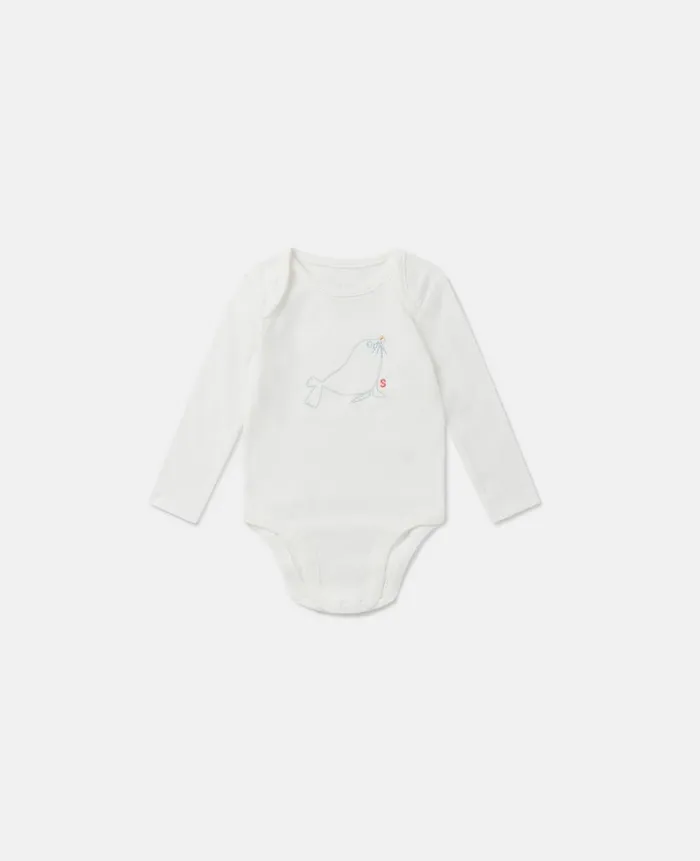 Kids Newborn 0 8211 24 Months Stella McCartney 7 Pack Of Animal Print Days Of The Week Bodysuits White
