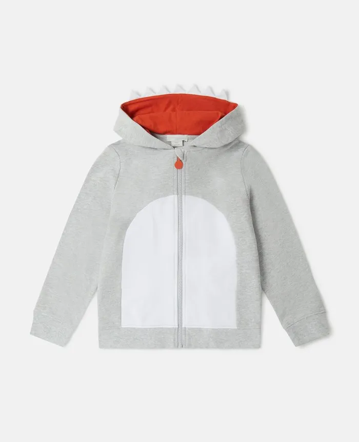 Kids Outerwear Stella McCartney Shark Zip Hoodie Grey Melange