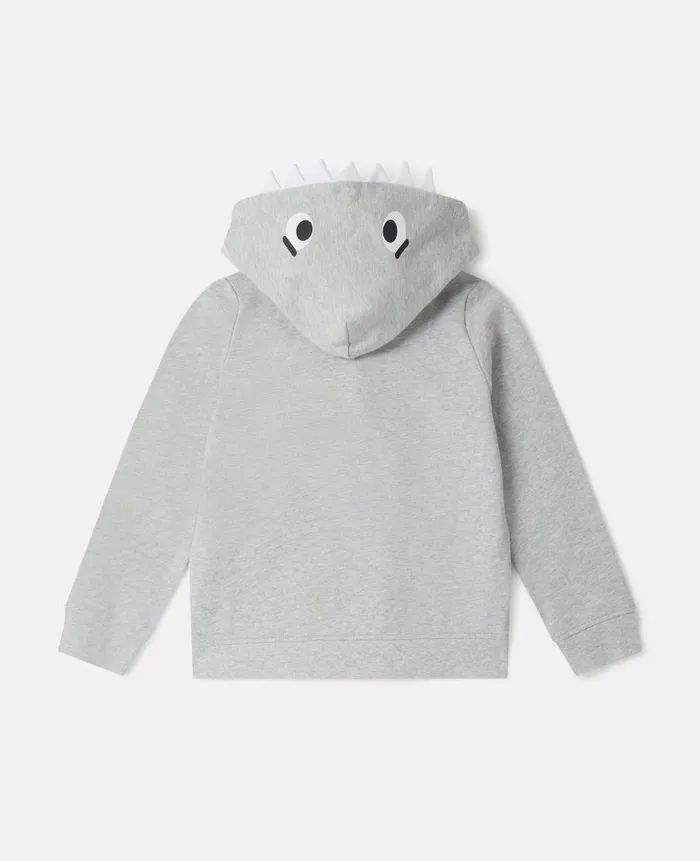 Kids Outerwear Stella McCartney Shark Zip Hoodie Grey Melange