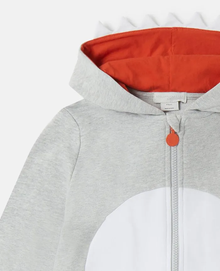 Kids Outerwear Stella McCartney Shark Zip Hoodie Grey Melange