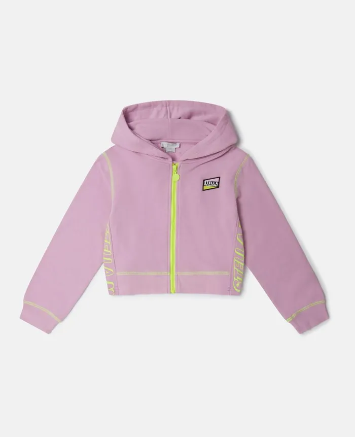 Kids Outerwear Stella McCartney SMC Neon Trim Zip Hoodie Lilac