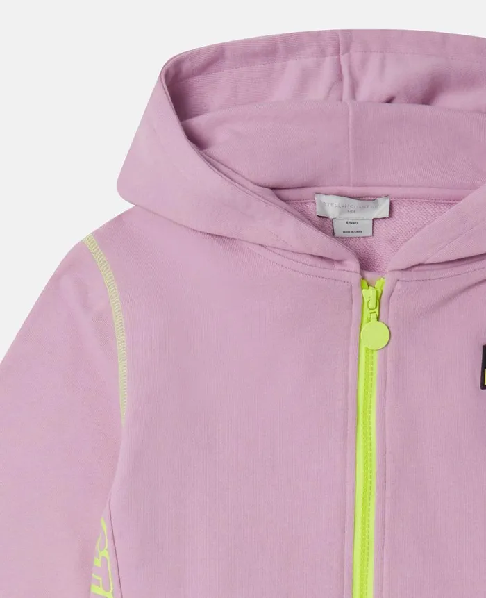 Kids Outerwear Stella McCartney SMC Neon Trim Zip Hoodie Lilac