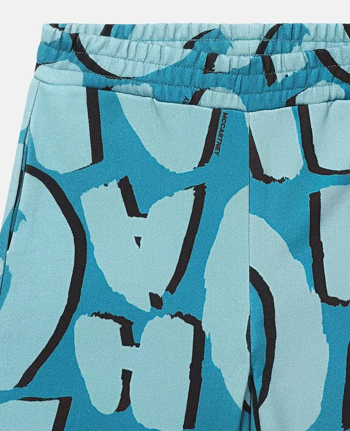 Kids Pants and Shorts Stella McCartney Aloha Lettering Jersey Shorts Bright Blue