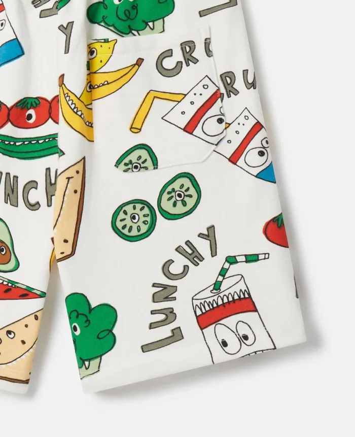 Kids Pants and Shorts Stella McCartney Crunchy Lunchy Print Shorts White Multicolour