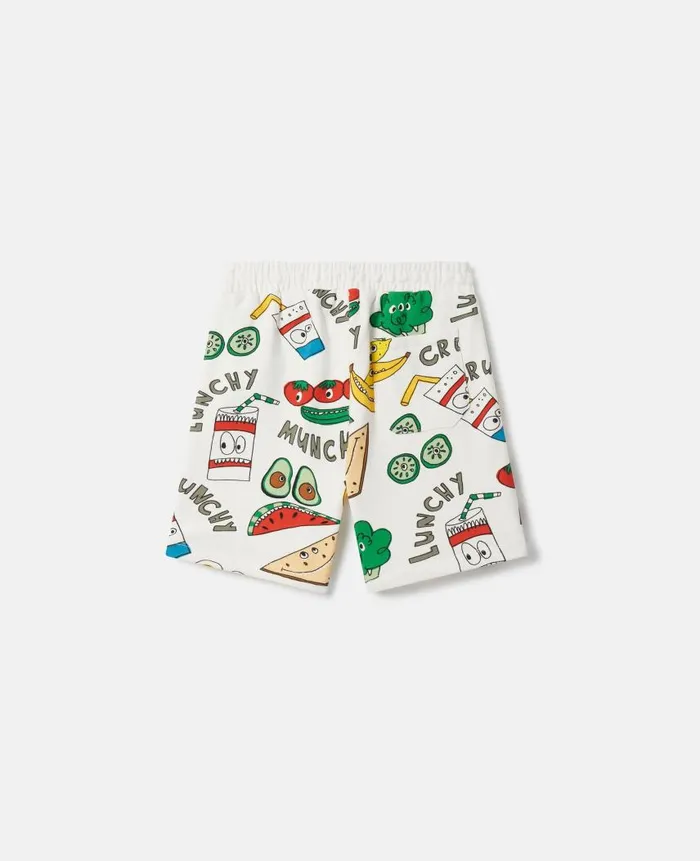 Kids Pants and Shorts Stella McCartney Crunchy Lunchy Print Shorts White Multicolour