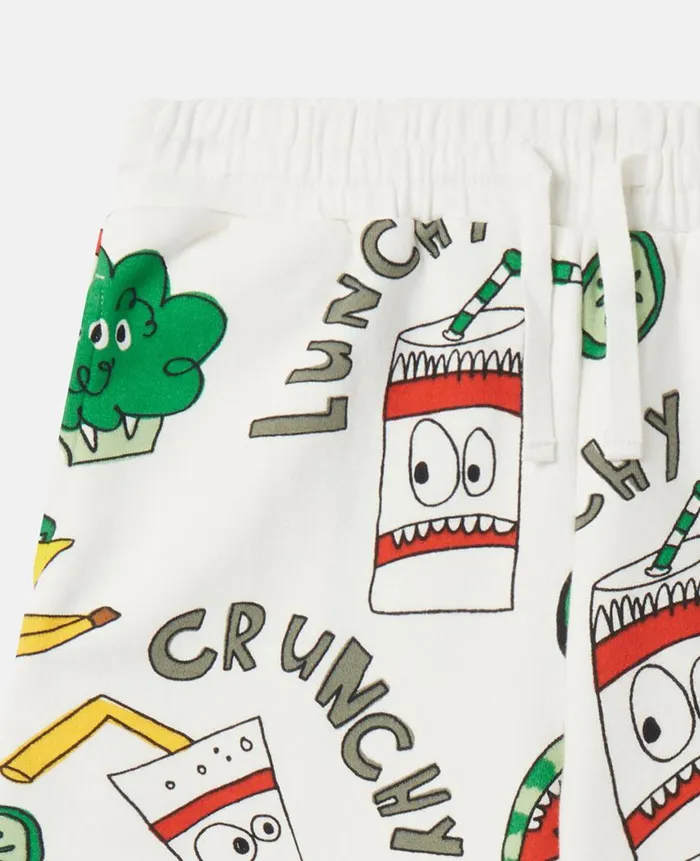 Kids Pants and Shorts Stella McCartney Crunchy Lunchy Print Shorts White Multicolour