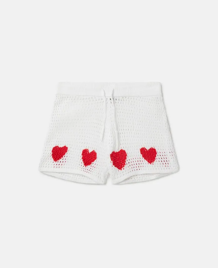Kids Pants and Shorts Stella McCartney Heart Crocheted Shorts White
