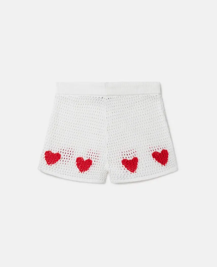 Kids Pants and Shorts Stella McCartney Heart Crocheted Shorts White
