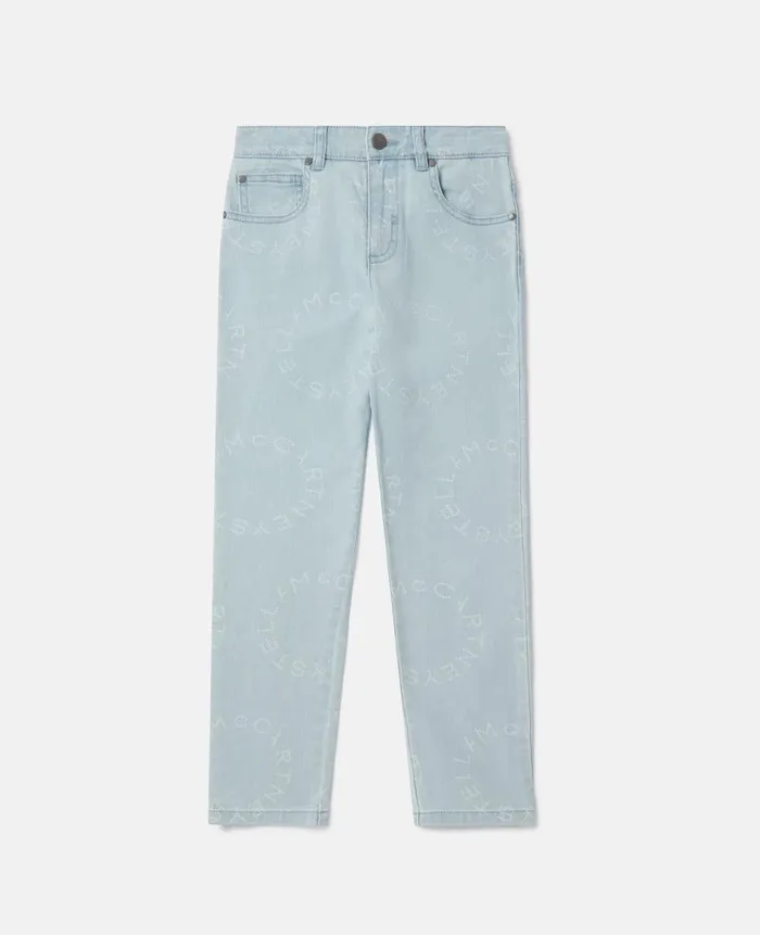Kids Pants and Shorts Stella McCartney Medallion Logo Straight Leg Jeans Blue Kids Pants and Shorts Stella McCartney Medallion Logo Straight Leg Jeans Blue