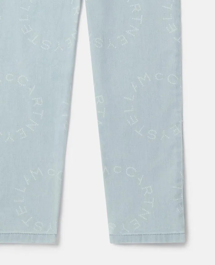Kids Pants and Shorts Stella McCartney Medallion Logo Straight Leg Jeans Blue