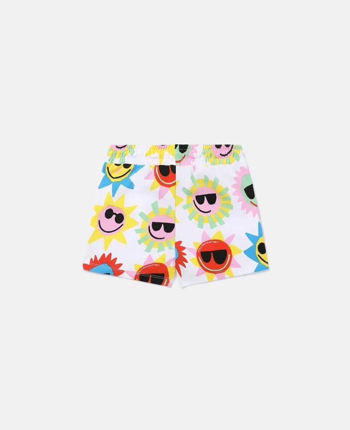 Kids Pants and Shorts Stella McCartney Sunshine Print Shorts White Multicolour