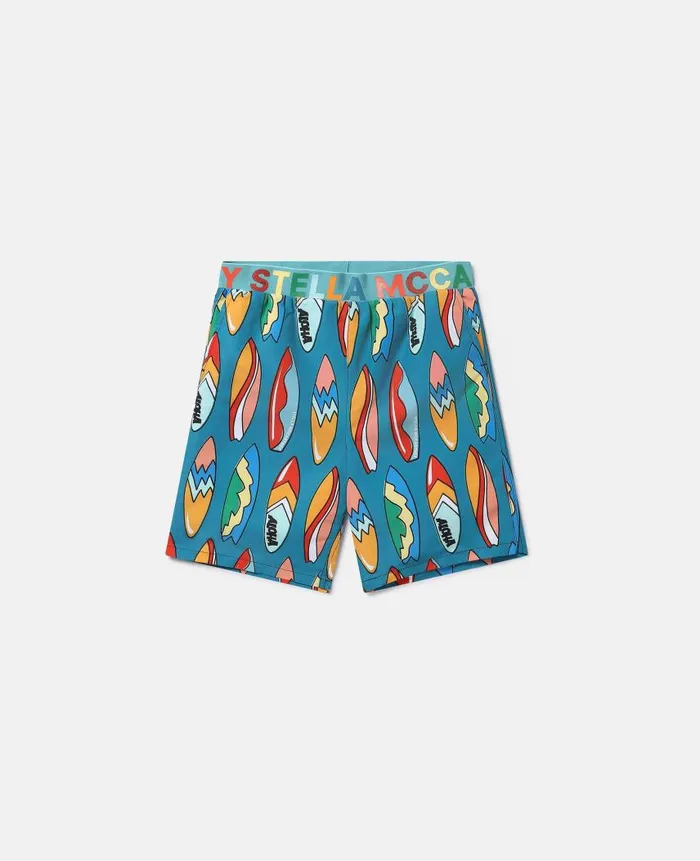 Kids Pants and Shorts Stella McCartney Surfboard Print Swimming Trunks Blue Multicolour Kids Pants and Shorts Stella McCartney Surfboard Print Swimming Trunks Blue Multicolour