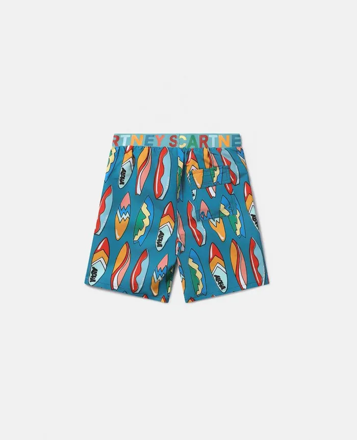 Kids Pants and Shorts Stella McCartney Surfboard Print Swimming Trunks Blue Multicolour